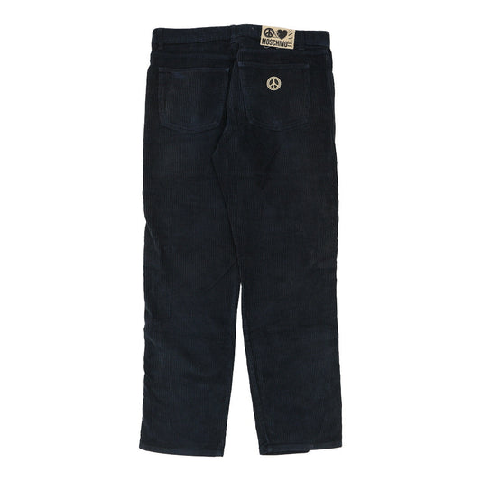 Vintage navy Moschino Cord Trousers - mens 39" waist