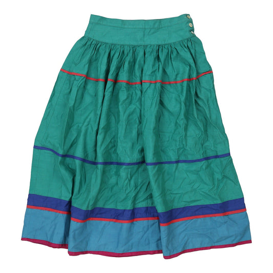 Vintage 1980's Kenzo Striped Skirt - 26W UK 6 Teal Silk