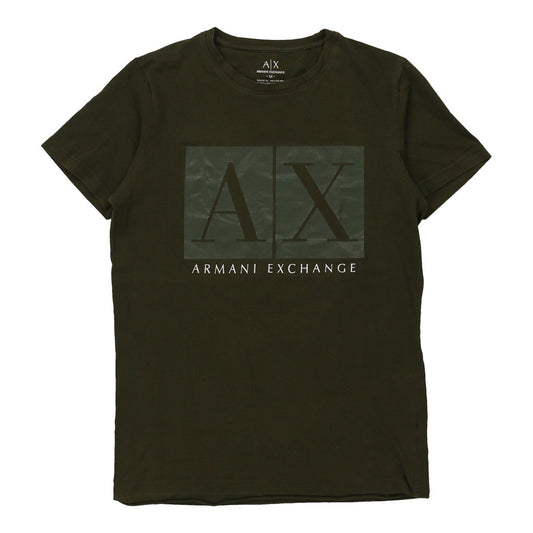 Vintage Armani Exchange Graphic T-Shirt - Medium Green Cotton
