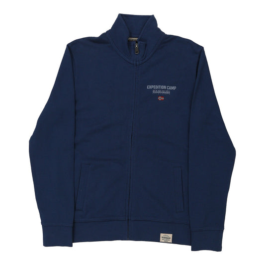 Vintage Napapijri Zip Up - Medium Blue Cotton