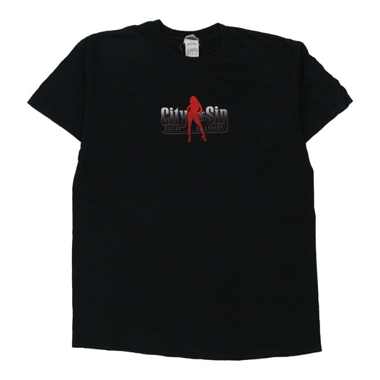 Vintage black City of Sin Gildan T-Shirt - mens medium
