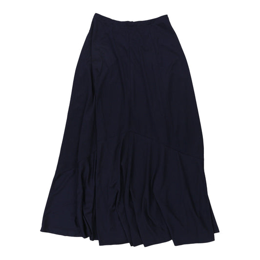 Vintage Unbranded Midi Skirt - Small Navy Polyester Blend