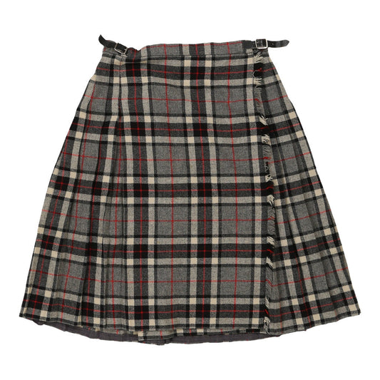Vintage Made in Scotland Laird-Portch Checked Mini Skirt - 26W UK 6 Grey Wool