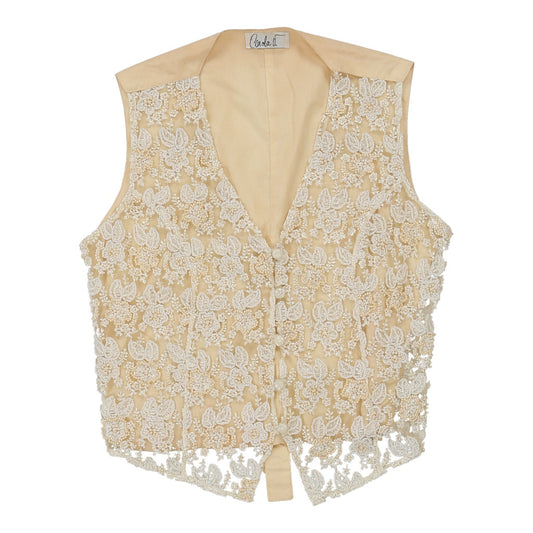 Vintage Carla D. Lace Waistcoat - Medium White Polyester Blend