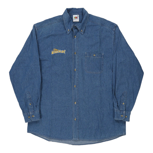 Vintage Lenzokart Fruit Of The Loom Denim Shirt - Large Blue Cotton