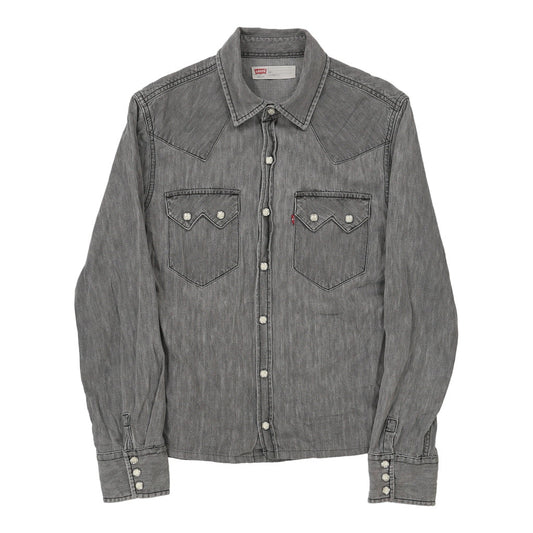 Vintage Levis Denim Shirt - Small Grey Cotton