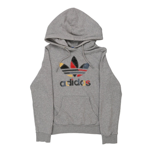 Vintage Adidas Spellout Hoodie - XS Grey Cotton