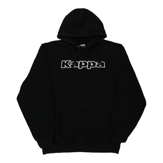 Vintage Kappa Spellout Hoodie - 3XL Black Cotton