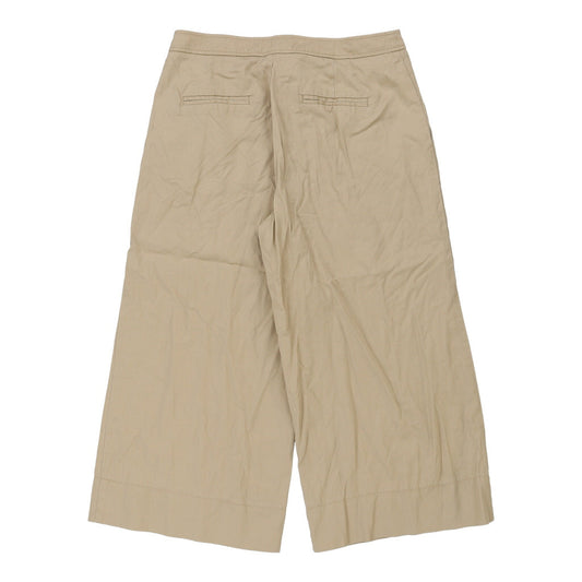 Vintage 3/4 Length Benetton Wide Leg Trousers - 30W UK 10 Beige Cotton