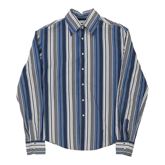 Vintage Sasch Striped Shirt - Large Blue Cotton