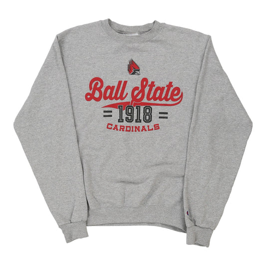 Vintage Ball State Cardinals Champion Sweatshirt - Small Grey Cotton