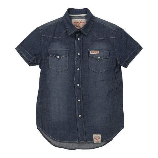 Vintage Big Fish Denim Shirt - Medium Blue Cotton