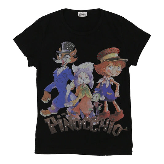 Vintage Age 13-14 Pinocchio Graphic T-Shirt - XL Black Cotton