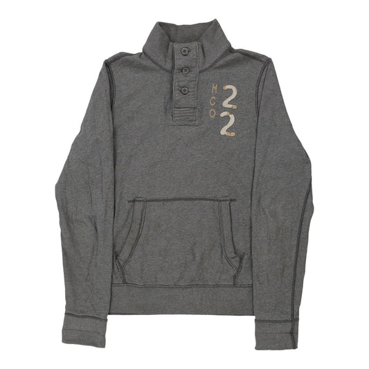 Vintage Hollister Collared Sweatshirt - Medium Grey Cotton
