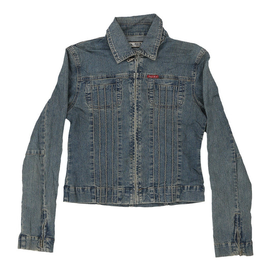 Vintage blue Y2K Wolf Blat Denim Jacket - womens small