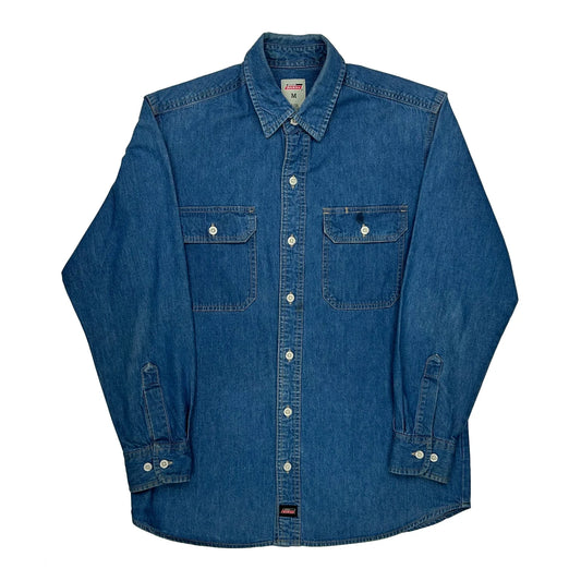 Vintage Dickies Denim Shirt - Medium Blue Cotton
