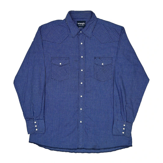 Vintage Wrangler Checked Shirt - XL Blue Cotton