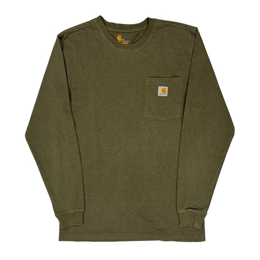 Carhartt Long Sleeve T-Shirt - Small Green Cotton