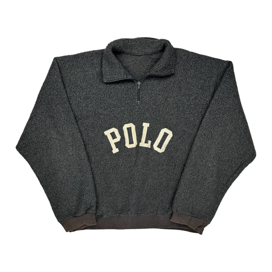 None Polo By Ralph Lauren 1/4 Zip - XL Grey Polyester