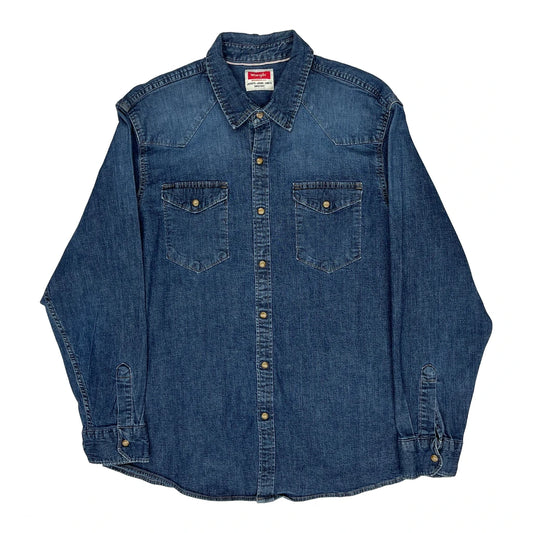 Wrangler Denim Shirt - XL Blue Cotton