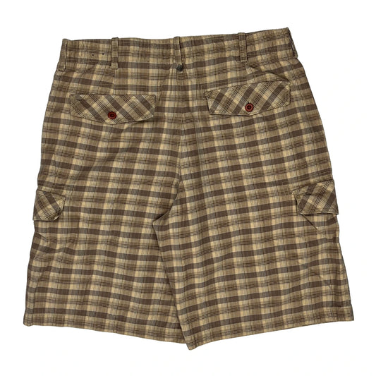Vintage Timberland Checked Cargo Shorts - 34W 11L Brown Cotton