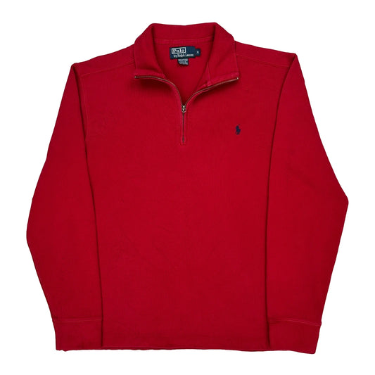 Vintage Polo By Ralph Lauren 1/4 Zip - Medium Red Cotton