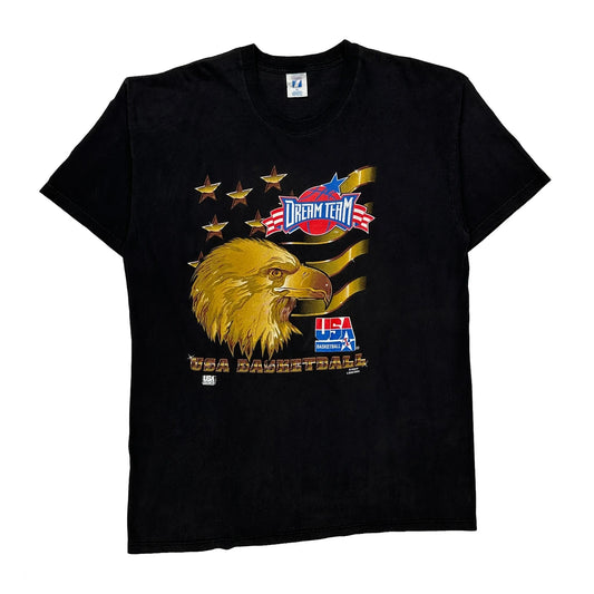 Vintage Made In USA, USA Basketball Logo 7 Graphic T-Shirt - XL Black Cotton