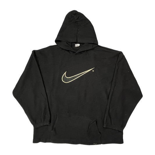 Vintage Swoosh Logo Nike Hoodie - 2XL Black Cotton