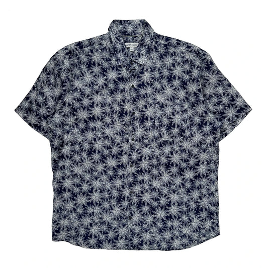 Peter Millar Floral Hawaiian Shirt - Large Blue Cotton
