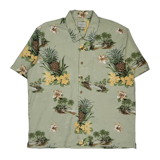 Pineapple And Palm Tree Print Trader Bay Floral Hawaiian Shirt - XL Green Cotton