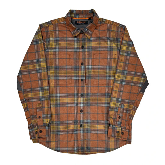 Ridgecut Checked Flannel Shirt - Large Brown Cotton