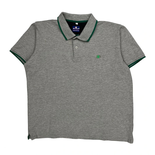Champion Polo Shirt - Large Grey Cotton