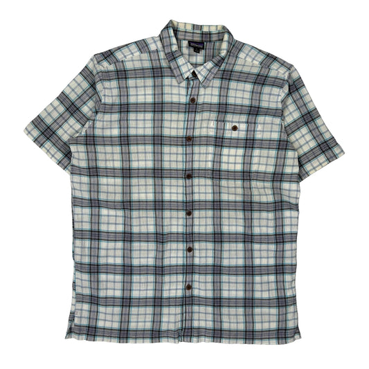 Patagonia Checked Short Sleeve Shirt - Large White Cotton