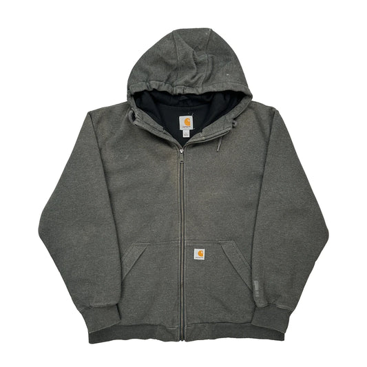 Thermal Lined Carhartt Full Zip Hoodie - Large Grey Cotton
