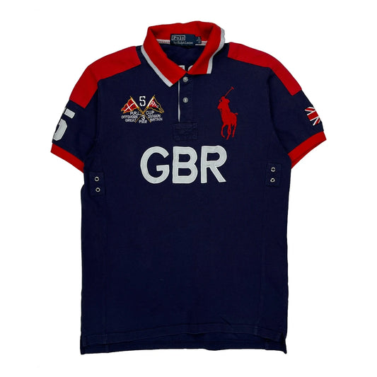 Great Britain Polo By Ralph Lauren Graphic Polo Shirt - Large Navy Cotton