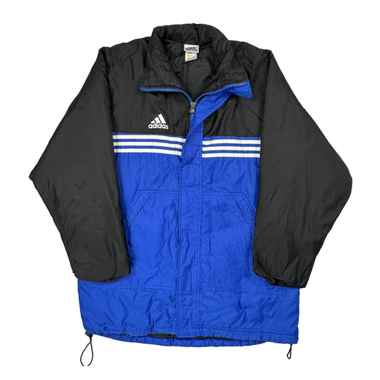 Adidas Striped Track Jacket - Large Blue Polyester