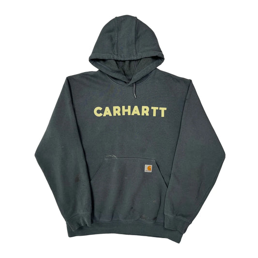 Vintage Carhartt Spellout Hoodie - Large Grey Cotton