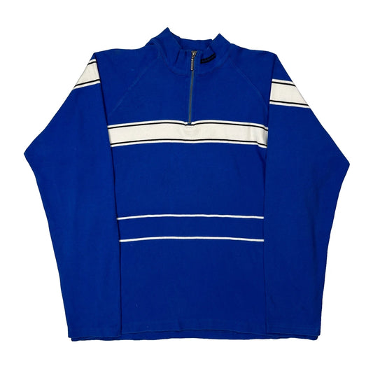 Vintage Polo Sport Striped 1/4 Zip - XL Blue Cotton
