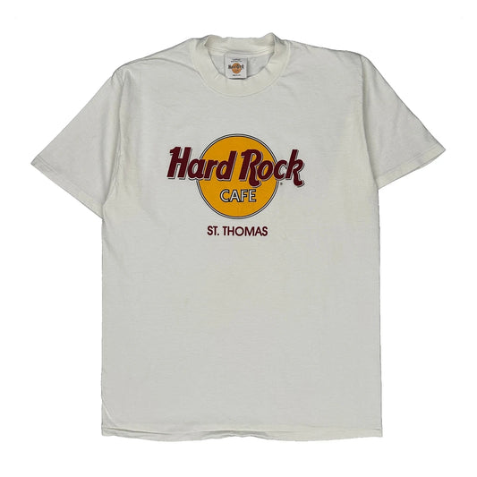St. Thomas Hard Rock Cafe Single Stitch T-Shirt - Large White Cotton