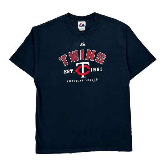 Twins Majestic Mlb T-Shirt - Large Navy Cotton