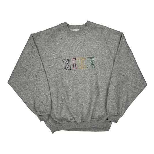 Made In USA Nike Spellout Sweatshirt - Medium Grey Cotton
