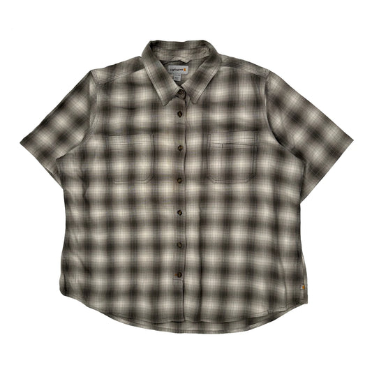 Carhartt Checked Short Sleeve Shirt - 2XL Grey Cotton