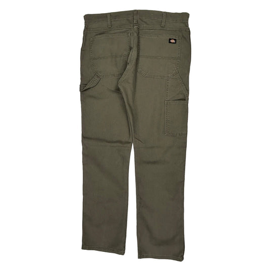 Dickies Cargo Carpenter Trousers - 34W 32L Green Cotton Blend