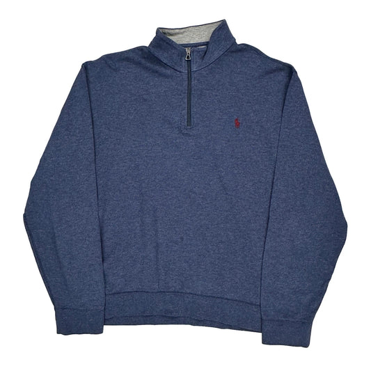 Polo By Ralph Lauren 1/4 Zip - XL Blue Cotton Blend