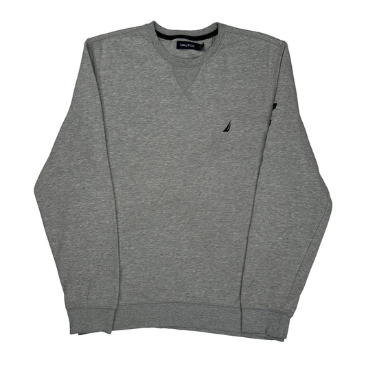 Nautica Spellout Sweatshirt - Large Grey Cotton