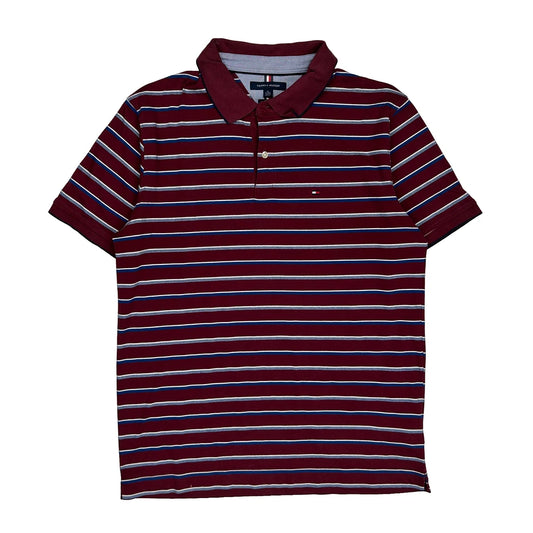 Tommy Hilfiger Slim Fit Polo Shirt - XL Burgundy Cotton
