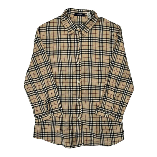 Burberry London Nova Checked Shirt - Small Beige Cotton