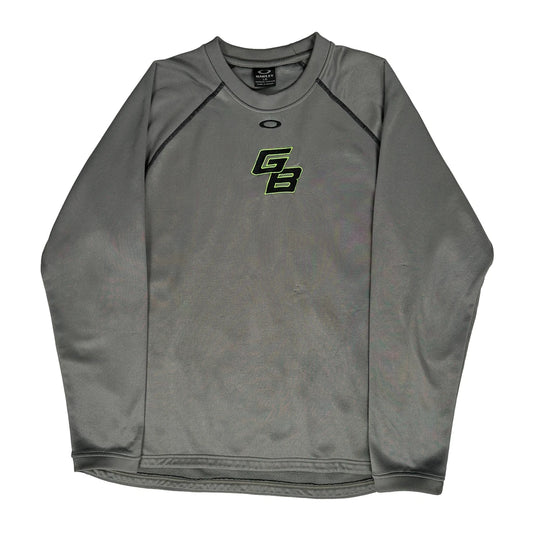 Gb Logo Oakley Long Sleeve T-Shirt - Large Grey Polyester