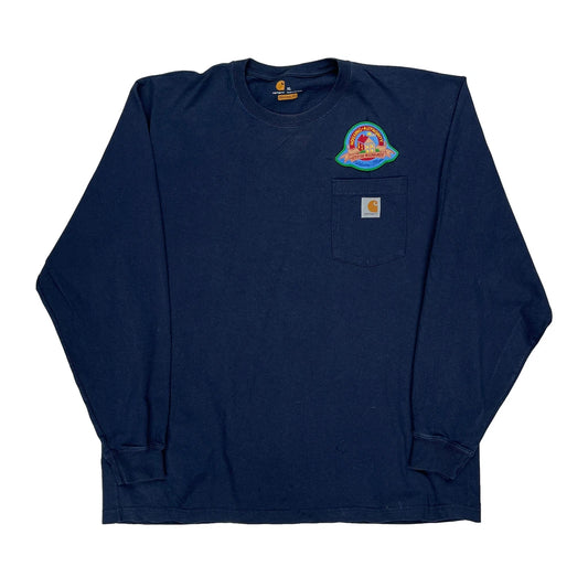 Pocket With Carhartt Logo Carhartt Long Sleeve T-Shirt - XL Navy Cotton