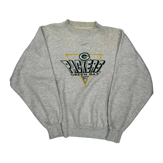 Vintage Green Bay Packers Logo Athletics Nfl Sweatshirt - Medium Grey Cotton Blend